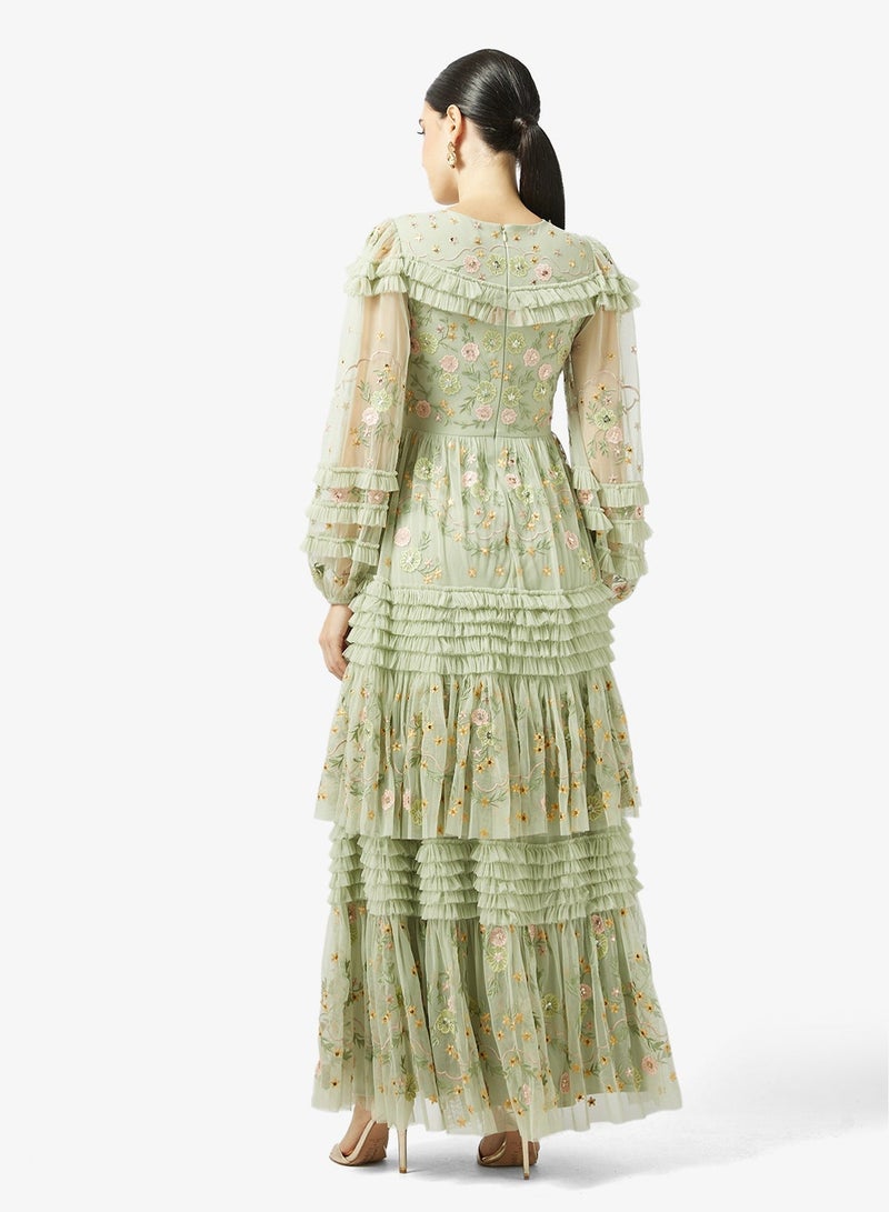 Maya Long Sleeve Premium Ruffle Embroidered Maxi - Image 2