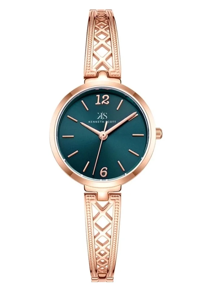 KENNETH SCOTT Kenneth Scott K22518-RBKH Women's Analog Display Watch & Alloy Strap Rose Gold