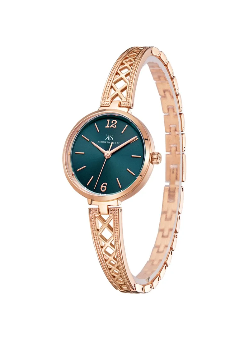 KENNETH SCOTT Kenneth Scott K22518-RBKH Women's Analog Display Watch & Alloy Strap Rose Gold