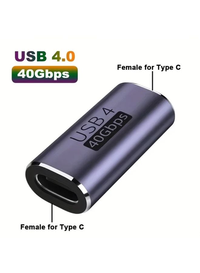Female Type C USB4 Adapter 40Gbps Super Speed 100W Power 8K Video Extender For MacBook Laptop Phone Purple - Image 1