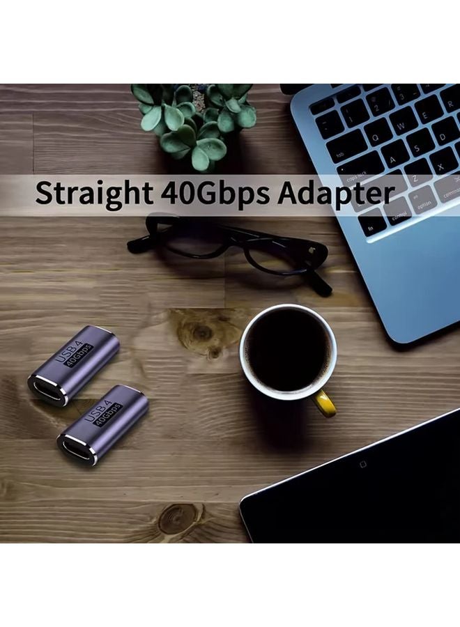 Female Type C USB4 Adapter 40Gbps Super Speed 100W Power 8K Video Extender For MacBook Laptop Phone Purple - Image 2