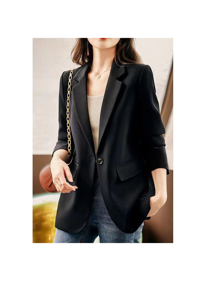 Generic 2024 Trendy Casual Ladies Blazer Spring Autumn Black 