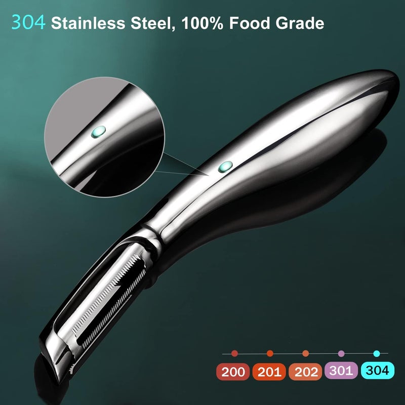 SUCCFLY Potato Peeler Stainless Steel, Premium Vegetable Peelers for Kitchen, Fruit & Veggie Peeler, Carrot Cucumber Apple Peeler，Ultra Sharp Serrated Blade，Ergonomic Non-Slip Handle (5-year warranty) - Image 2