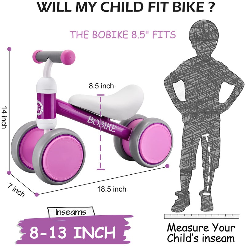 Bobike Baby Balance Bike Toys for 1236 Months Kids Toy Boy Girls Gifts Toddler Best First Birthday Gift Children Walker No Pedal Infant 4 Wheels Bicycle Purple - Image 3