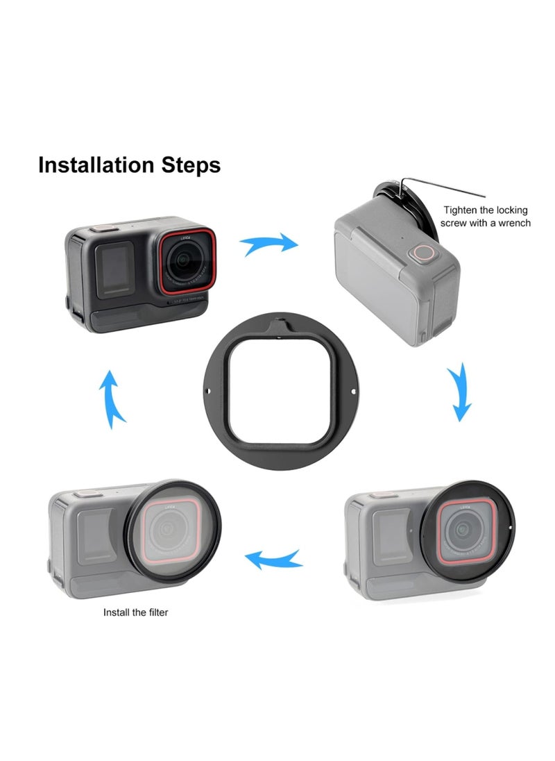 Lens Filter Kit for Insta360 Ace Pro, 52mm Filter Adapter Ring, Aluminum Alloy Lens Frame, Metal Protective Frame, UV Lens Cap Protection Cover for Insta360 Ace Pro Action Camera Accessories  - Image 5