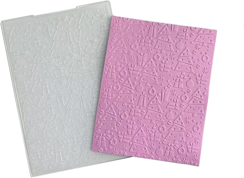 Arbuya Christmas Tree Background Plastic Embossing Folders for Card Making Christmas Background Embossing Tempplate for Scrapbooking Papaer Carfting-AFD164 - Image 1