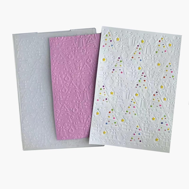 Arbuya Christmas Tree Background Plastic Embossing Folders for Card Making Christmas Background Embossing Tempplate for Scrapbooking Papaer Carfting-AFD164 - Image 2