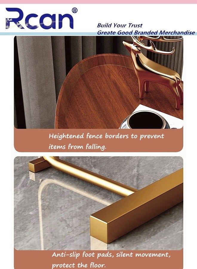 Rcan C Shaped Small Side Table Living Room Wooden Oval Tray Coffee Table Slides Into Sofa Metal Frame Coffee Table for Small Space, Sofa, Bedroom Bedside, Kitchen, Bathroom  - Image 5