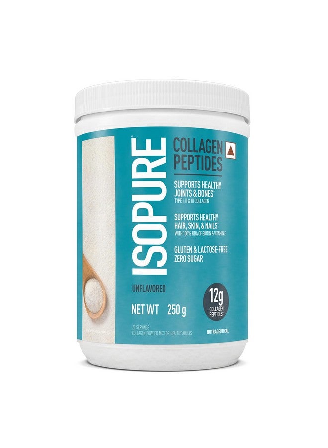 Isopure Isopure Collagen Peptides (12g/serve)- 250g (Unflavored) with Biotin & Vit E(100% RDA),For healthy Skin,Hair,Nails,Joints,& Bones.,powder,1 count,20 Servings - Image 1