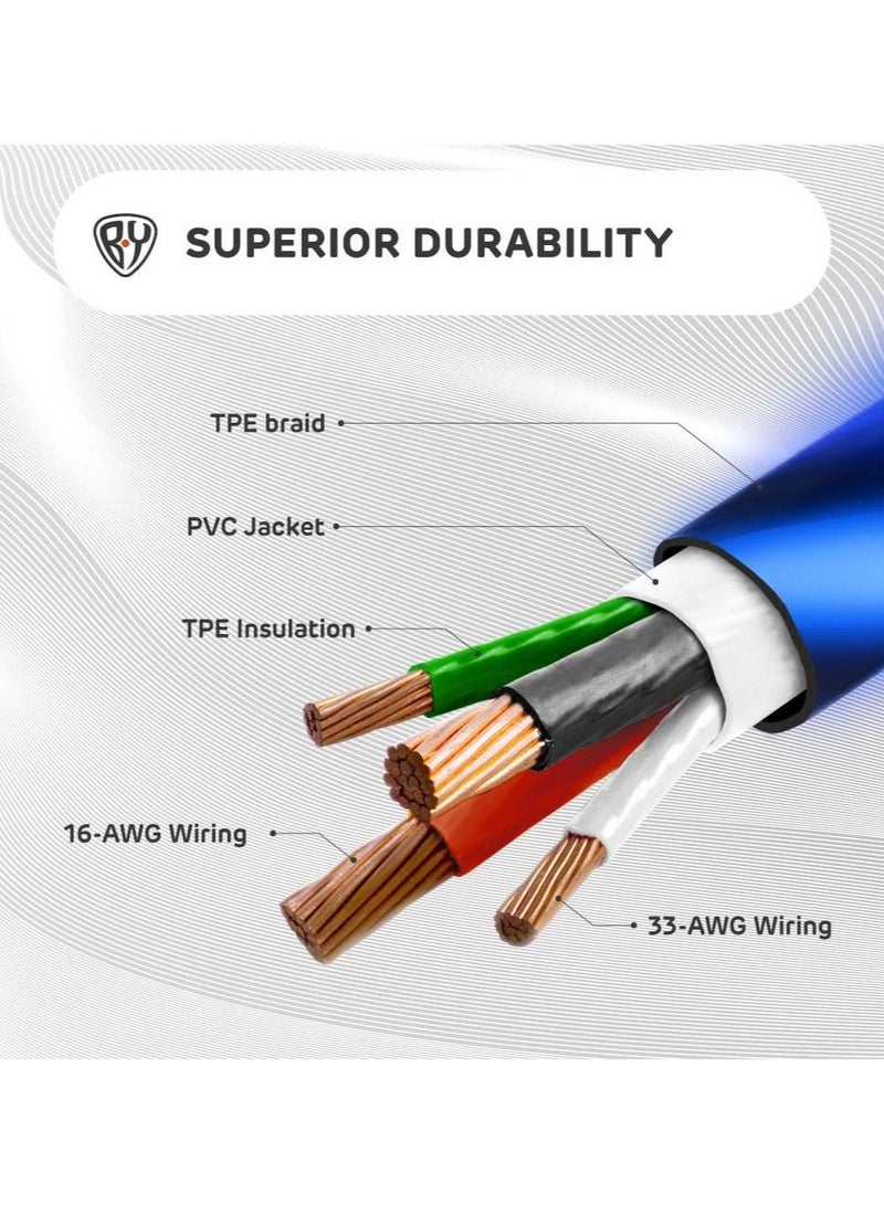 Byworld LED Micro USB Data Transfer Charging Cable  with Blue LED Flow Current Light 100cm - Image 4