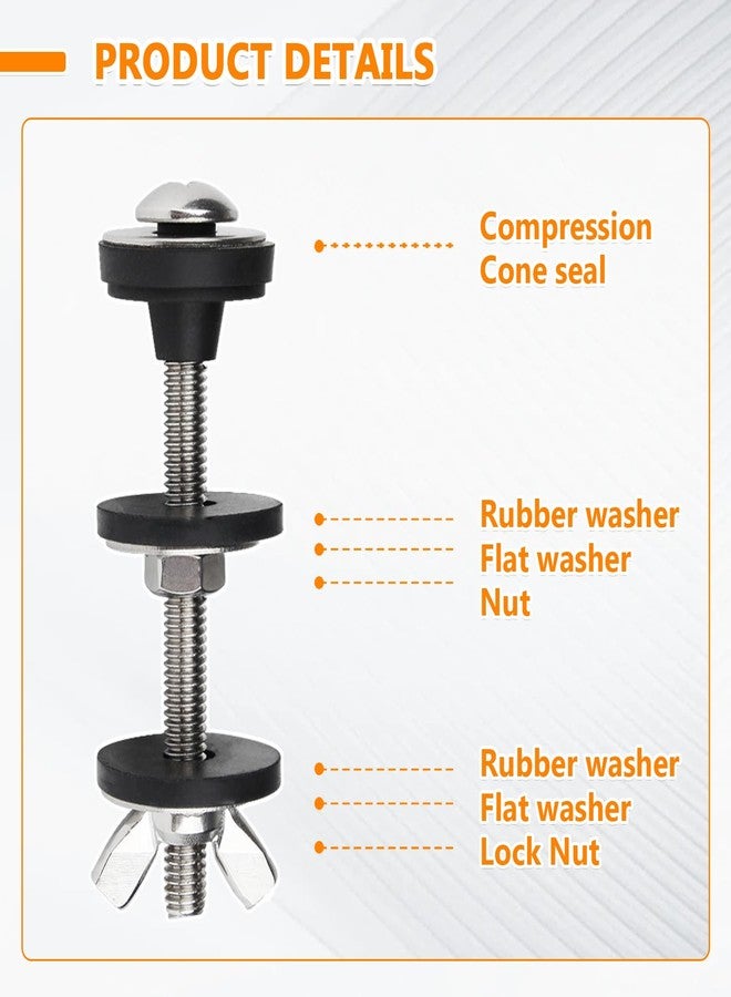 HUAREW Universal Toilet Tank to Bowl Bolt Kit, Heavy Duty Bolts Toilet, with Waterproof Stainless and Rubber Washers Gasket, Set for Toilet Mounting and Repair(Pack of 2) - Image 3