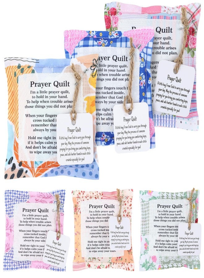 INCOK Prayer Quilt with Cross Inside - 6 Pcs Pocket Prayer Quilt Squares, Coloful Flower Mini Prayer Cloth, Gift for Christians, Christmas Appreciation Gifts for Religious Pastor Church - Image 1