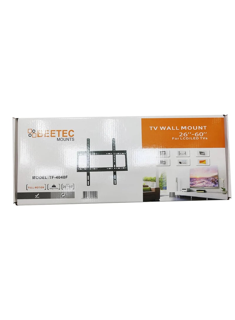 BEETEC Fixed TV Wall Mount Bracket for 26-60 Inch Flat Panel TVs up to 50 kg/110 lbs, and VESA up to 400x400, TV Wall Bracket with Detachable Panel, Heavy-Duty Steel, Easy 2-Piece Installation, Black | TF-4040F - Image 5