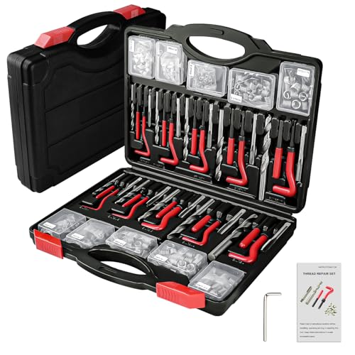 AJulyBee Helicoil Thread Repair Kit, 261 PCS Thread Chaser Kits HSS Drill Helicoil Kit, Rethreading Tool with Thread Gauge| Metric and SAE| 1/4" 5/16" 3/8" 7/16" 1/2" M5 M6 M8 M10 M12 - Image 2