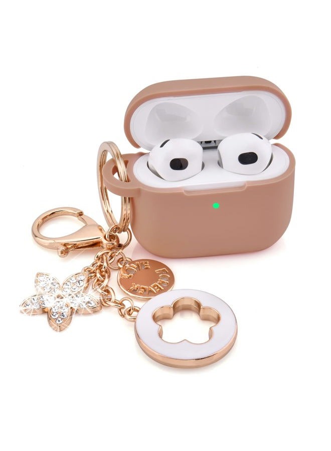 VISOOM Case for Airpods 3 Pink Airpods 3rd Cases 2021 Silicone for iPod 3 Earbuds Case Cover Women Wireless Charging Case with Accessories Girl Bling Keychain for Apple Ear Buds 3rd Generation - Image 1