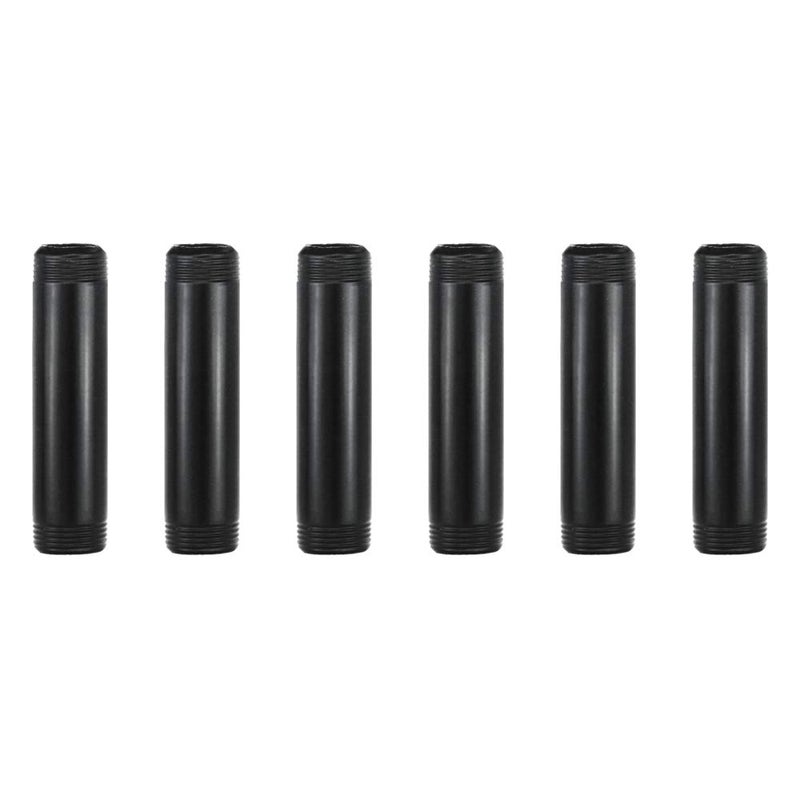 GeilSpace 6 Pack 34 4 PreCut Black Metal Pipe Industrial Steel Fits Standard Three Quarters Inch Threaded Pipes and Fittings Vintage DIY Industrial Shelving 34 4 Black