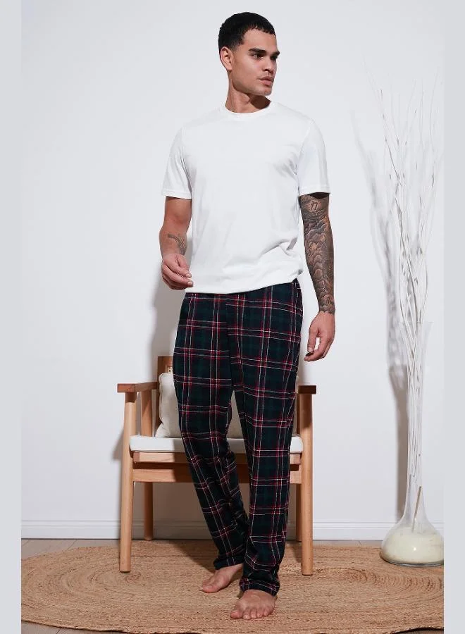 بوراتي بنطلون بيجامة رجالي قطن بخصر عادي وقصة مستقيمة بجيوب