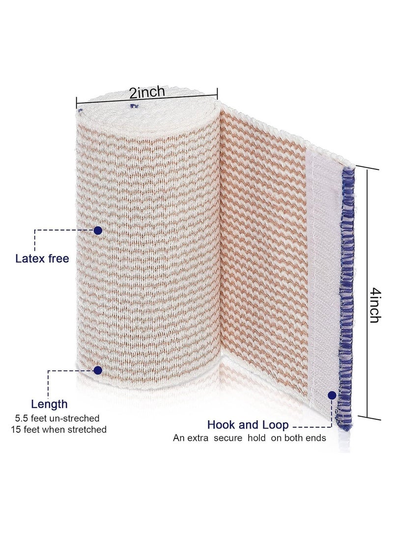Generic - Elastic Bandage Wrap with Self Closure on Both Ends Compression Bandage for Legs, Knees, Ankles, Wrists, Elbows, Shoulders, Athletic Stretchable Bandage Wrap, 12 Pack (Blue Trim, 4 Inch) - Image 1