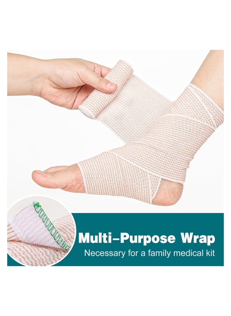 Generic - Elastic Bandage Wrap with Self Closure on Both Ends Compression Bandage for Legs, Knees, Ankles, Wrists, Elbows, Shoulders, Athletic Stretchable Bandage Wrap, 12 Pack (Blue Trim, 4 Inch) - Image 1