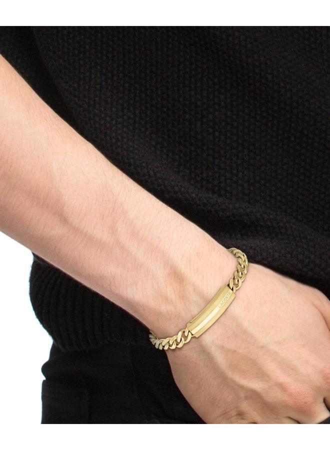 LACOSTE Adventurer Collection Chain Bracelet For Men In Yellow Gold With An Engraved Plaque - 2040092 - Image 2
