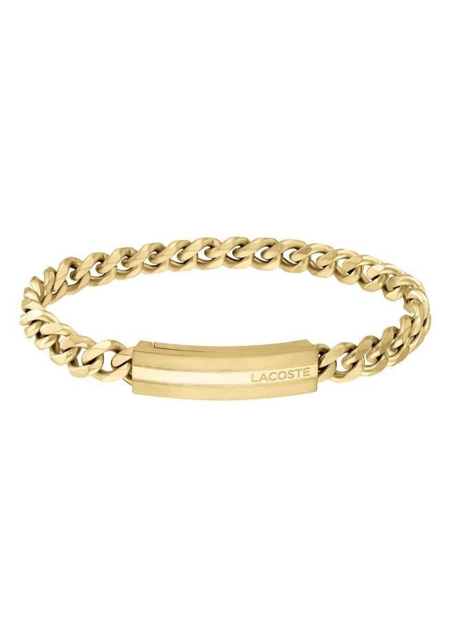 LACOSTE Adventurer Collection Chain Bracelet For Men In Yellow Gold With An Engraved Plaque - 2040092 - Image 3
