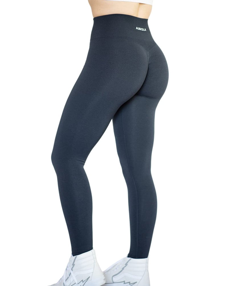 AUROLA Intensify Seamless Scrunch Legging Women Yoga Pants 7/8 Tummy Control Running for Workout Fitness Sport-25'' (XS, Black Marl) - Image 5