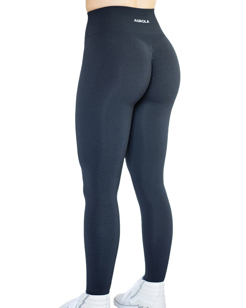 AUROLA Intensify Seamless Scrunch Legging Women Yoga Pants 7/8 Tummy Control Running for Workout Fitness Sport-25'' (XS, Black Marl) - Image 1