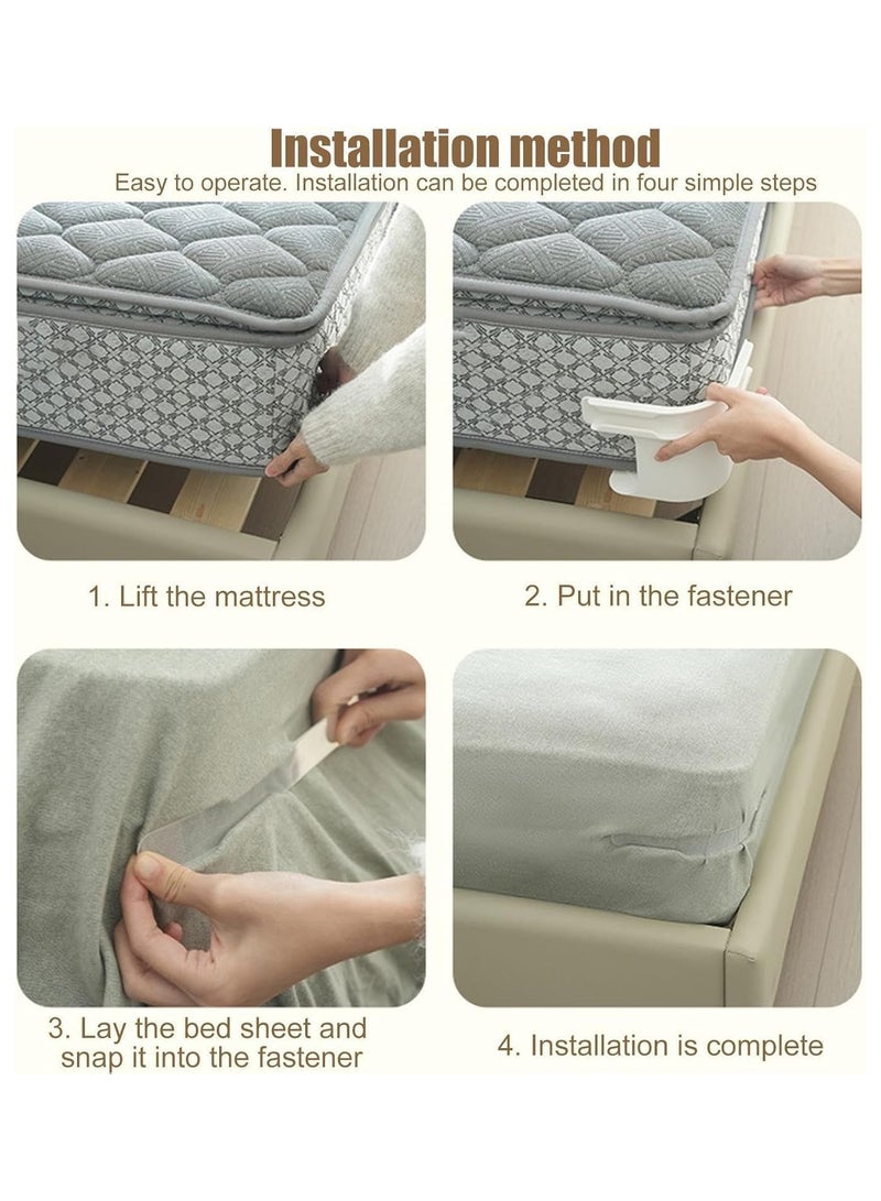 Bed Sheet Holder With Lock Strips, 4 Pieces Bed Sheet Clips, Removable Fitted Sheet Corner Holders, Heavy Duty Bed Sheet Fasteners Non-Slip For Mattress Protectors, Blankets, Bedding - Image 5