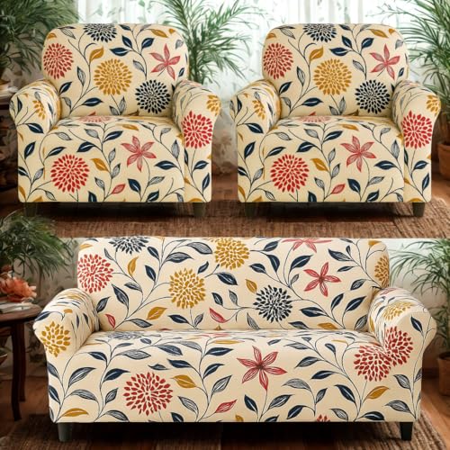 Homerz Premium 5 (3+1+1) Seater Universal Elastic fit Sofa Cover Fully Covered, Non-Slip Sticky Elastic Stretchable Sofa Set Slipcover Protector (BW3D, 5 (3+1+1) Seater) - Image 1