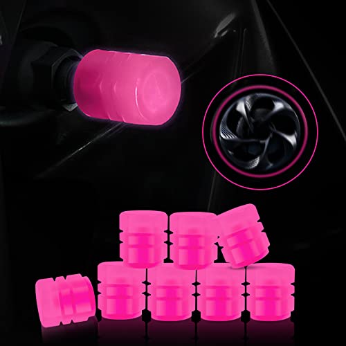 Miytsya 8 PCS Luminous Wheels Cap Tire Valve Stem, Glow Luminous at Night, Air Caps Cover Fluorescent, Illuminated Auto Car Wheel Valve Stem Caps Cover for Car, SUV, Motorcycle, Truck, Vehicle (Pink) - Image 2