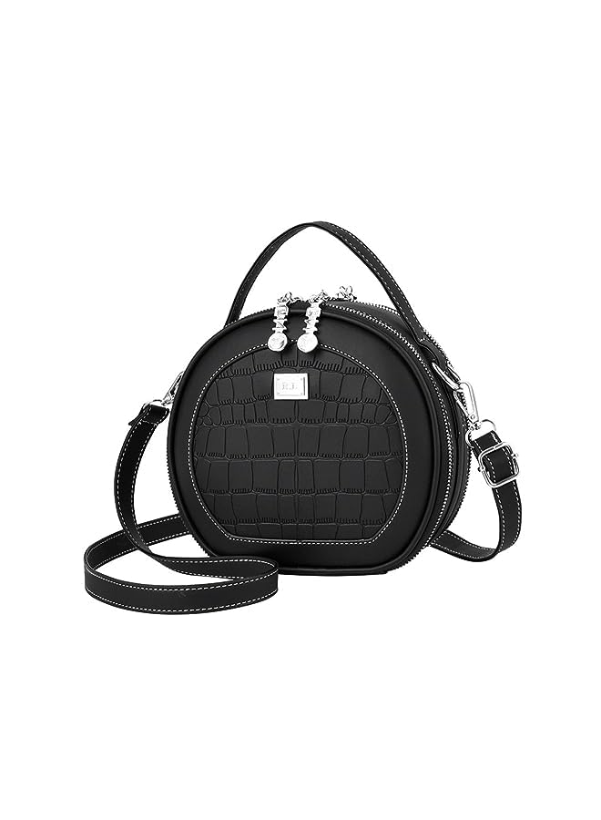 Goodern Round Crossbody Bags for Women Girls,Cute Cross Body Bag Purses PU Leather Handbag Wristlet Small Side Messenger Round Purse Circular Crossbody Purse Mini Phone Shoulder Bag Fashion Handbag - Image 1