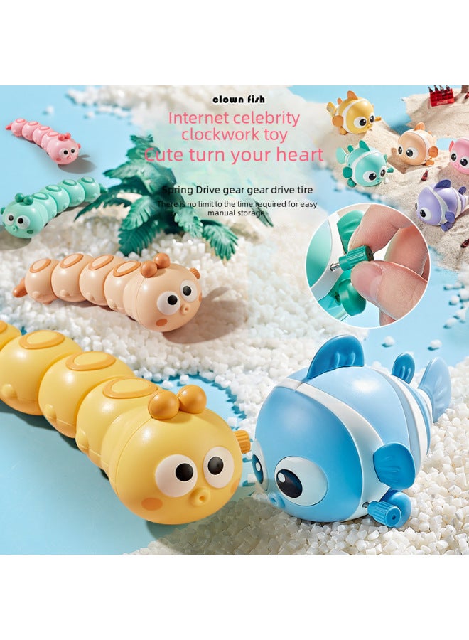 Baby Clockwork Caterpillar Swing Toy Winding Cartoon Clownfish Baby Puzzle TikTok Net Red Toy-Color:8881-1 Caterpillar ]  - Image 2