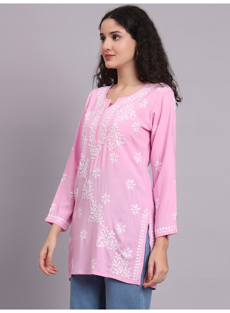 الايا كرتي مطرزة يدوياً من رايون شيكانكاري للنساء - Image 5