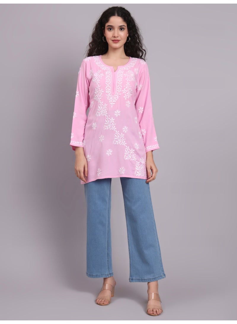 الايا كرتي مطرزة يدوياً من رايون شيكانكاري للنساء - Image 4