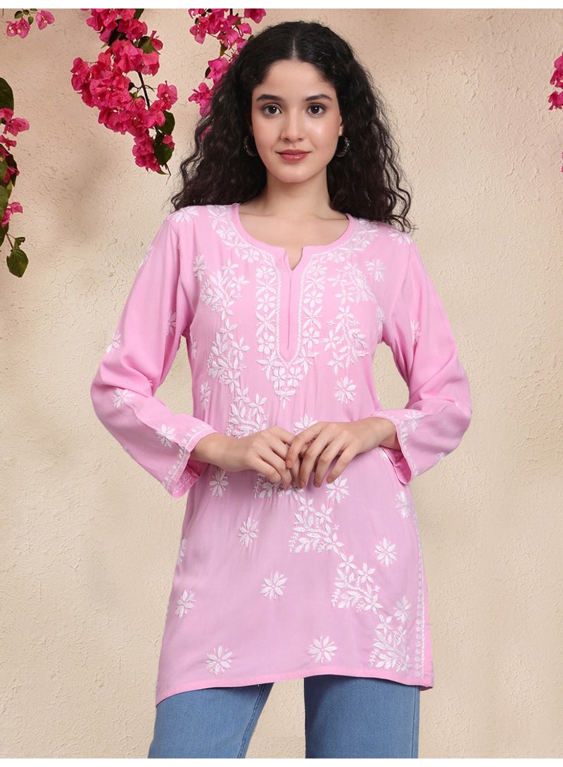 الايا كرتي مطرزة يدوياً من رايون شيكانكاري للنساء - Image 3