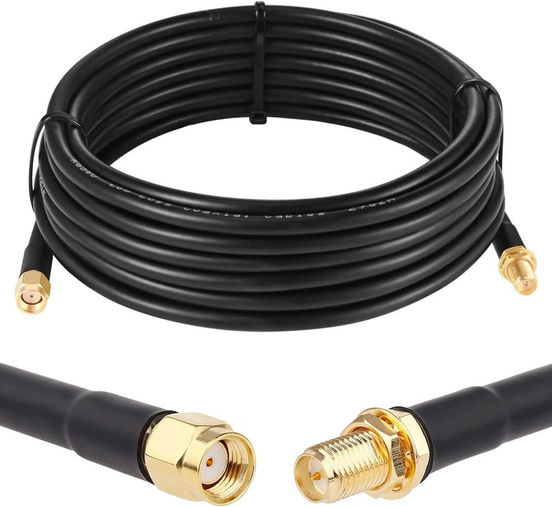 XRDS -RF RP-SMA Male to RP-SMA Female Coax Cable, 15ft Low Loss RG58 RP-SMA WiFi Antenna Extension Coax Cable for WiFi LAN Router Wireless Network Card Adapter - Image 1