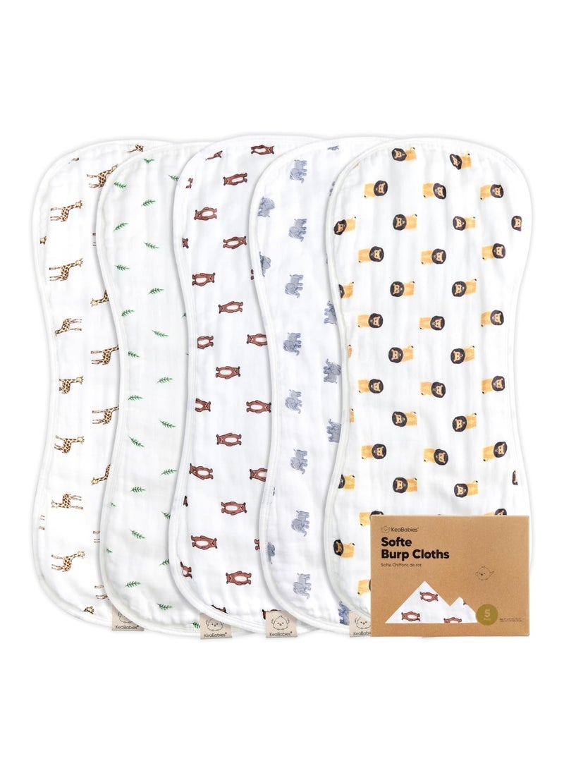 KeaBabies Pack Of 5 Muslin Baby Burp Cloths  - Image 1