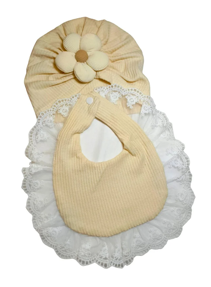 بيبي كلو Baby Girl Flower Hat and Bib Set