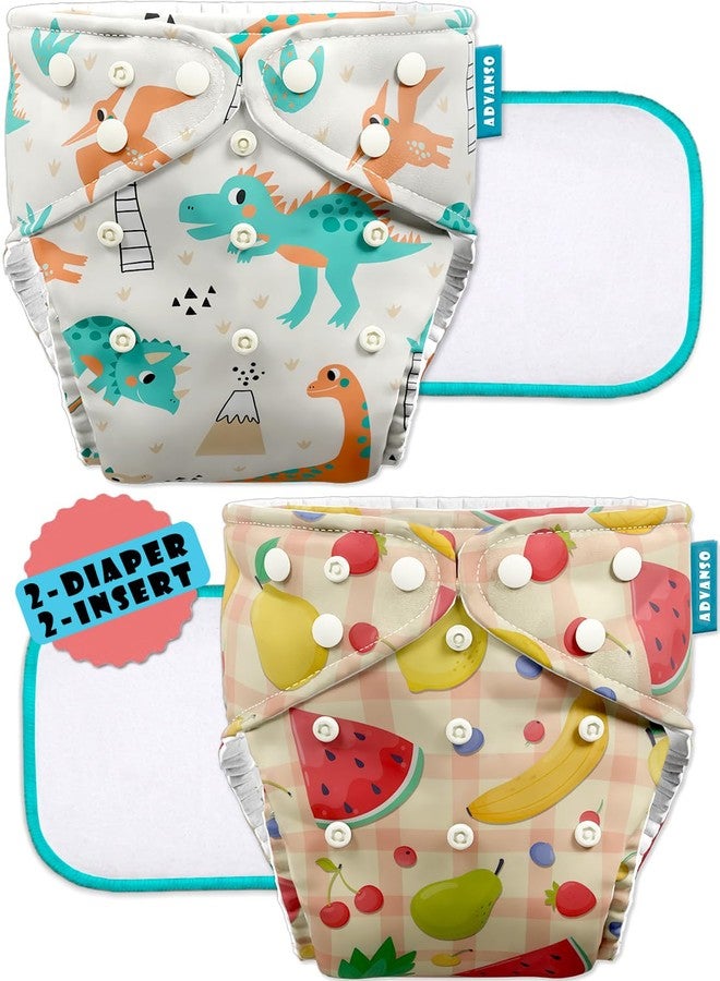 Advanso Leakage-proof cloth diapers for babies, high absorbent 2 reusable diaper 2 insert pad combo pack washable cloth diaper free size 5-18kg baby adjustable pocket cover 30 - Image 1