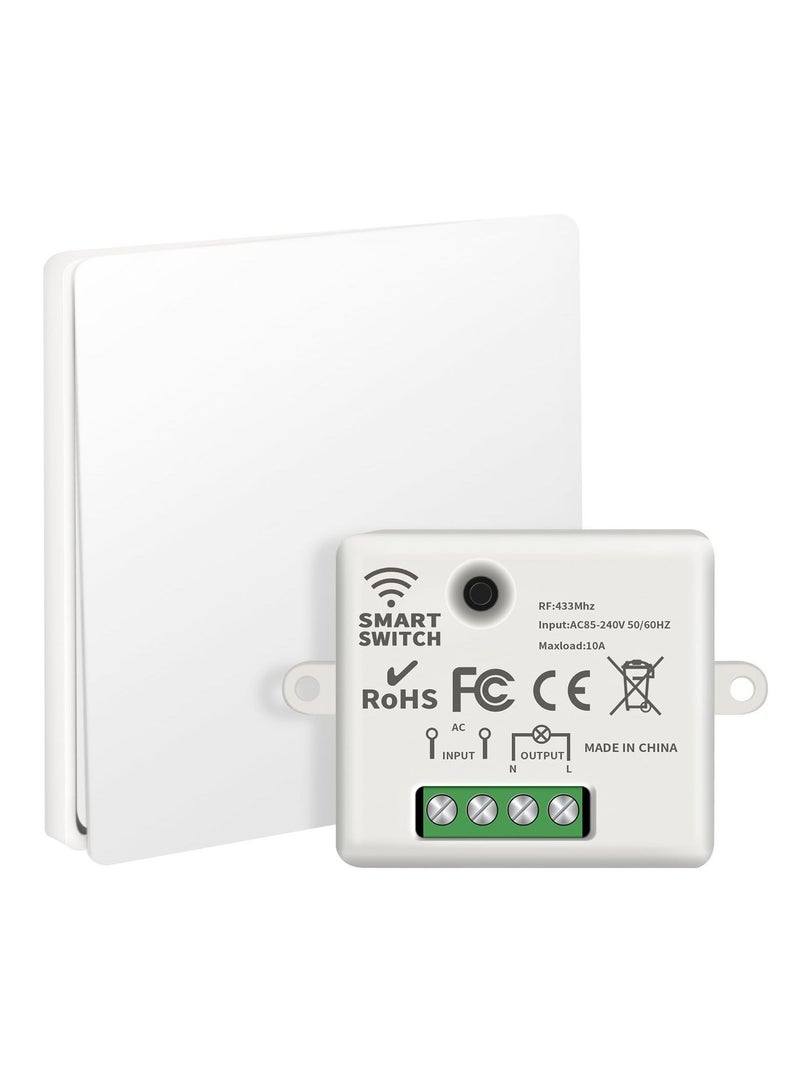 Wireless Lights Switch Kit 10A 250V RF433 Remote Control with Easy to Install Receiver No Wiring Self powered IP44 Waterproof RF and - Image 1