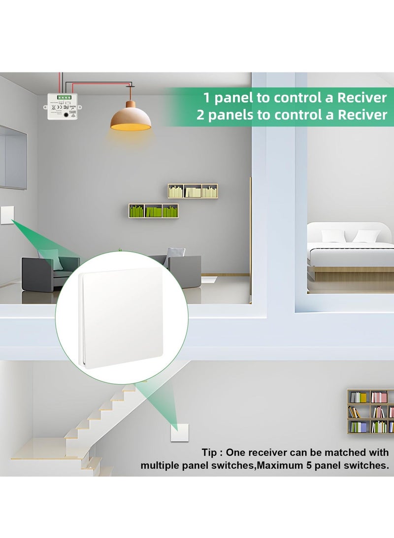 Wireless Lights Switch Kit 10A 250V RF433 Remote Control with Easy to Install Receiver No Wiring Self powered IP44 Waterproof RF and - Image 3