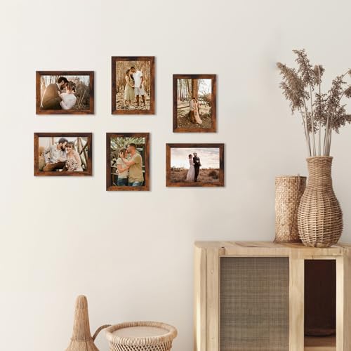 PETAFLOP Picture Frames 5x7 Bulk Set of 18, Wooden Brown Photo Frames Fits 5 by 7 for Wall or Tabletop Display - Image 3
