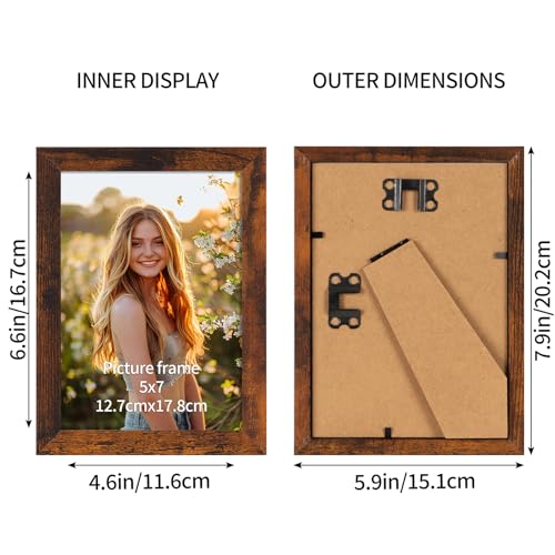 PETAFLOP Picture Frames 5x7 Bulk Set of 18, Wooden Brown Photo Frames Fits 5 by 7 for Wall or Tabletop Display - Image 5