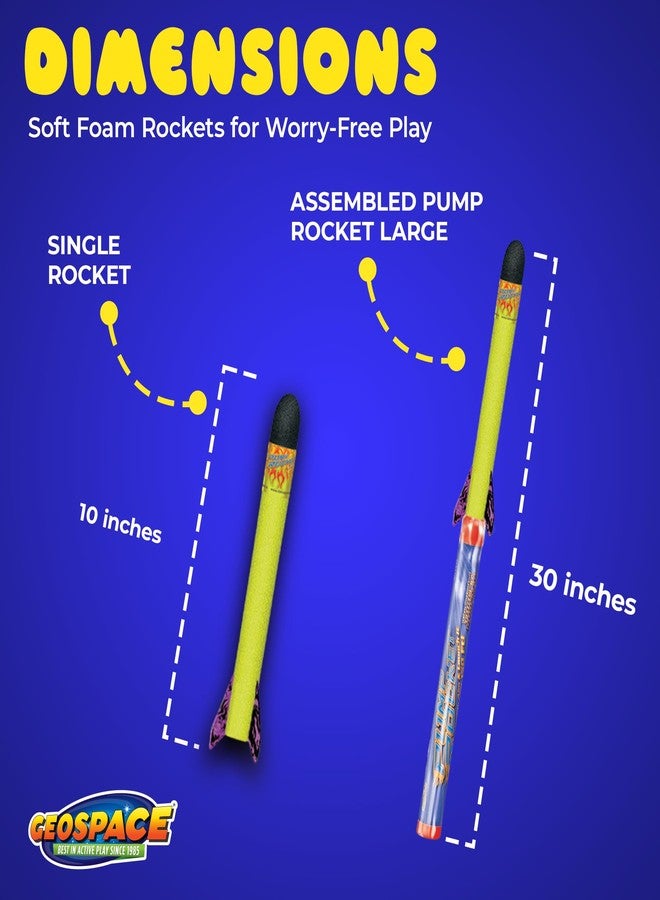 Geospace Hand Held Pump Rocket Medium Size Set - 30" Long Single Launcher & Rockets for Outdoor or Indoor Safe Play for Kids (Single Pump Rocket Jr.) - Image 2
