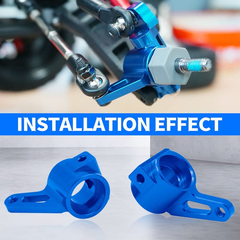OGUNKE RC Aluminum Alloy 2WD Front Caster Block & Steering Blocks (Blue) - Image 2
