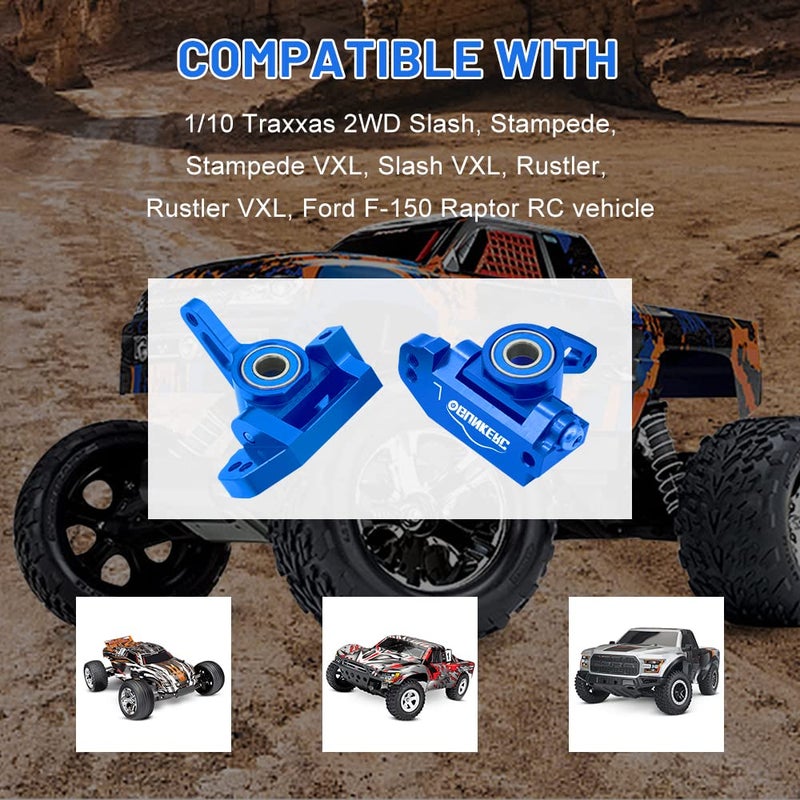 OGUNKE RC Aluminum Alloy 2WD Front Caster Block & Steering Blocks (Blue) - Image 4