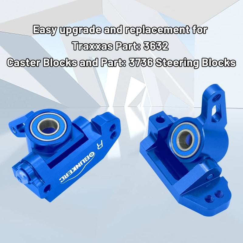 OGUNKE RC Aluminum Alloy 2WD Front Caster Block & Steering Blocks (Blue) - Image 5