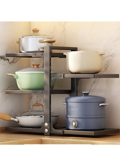 TYCOM Pots and Pans Organizer for Cabinet,Kitchen Organizer and Storage Rack,Space Saving Stand with Adjustable Dividers,5 Layer Double Sided With Panel Black.  - Image 1