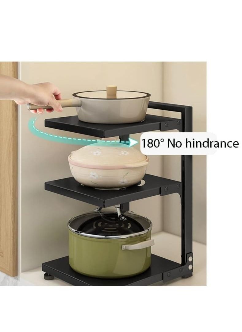 TYCOM - Pots and Pans Organizer for Cabinet,Kitchen Organizer and Storage Rack,Space Saving Stand with Adjustable Dividers,5 Layer Double Sided With Panel Black. - Image 1