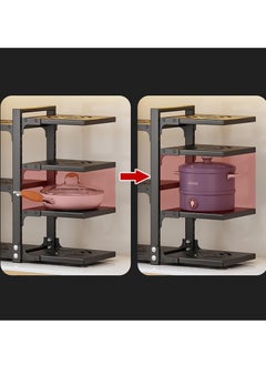 TYCOM Pots and Pans Organizer for Cabinet,Kitchen Organizer and Storage Rack,Space Saving Stand with Adjustable Dividers,5 Layer Double Sided With Panel Black.  - Image 3